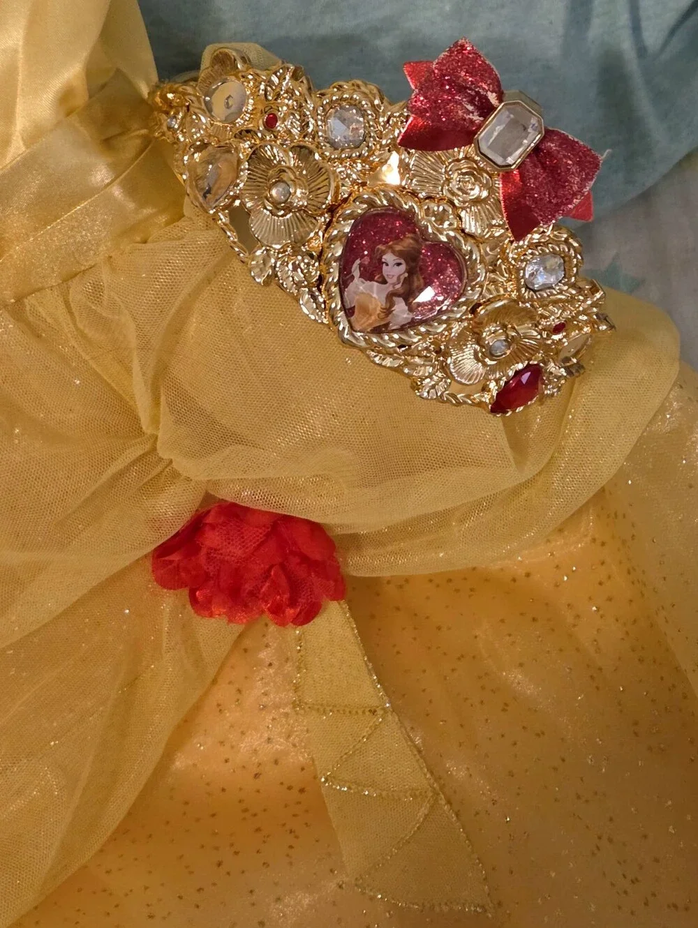 Disney Yellow Princess (Belle)Ball Gown Kids Costume w/Gold Trim & 2 Crowns - Picture 3 of 5